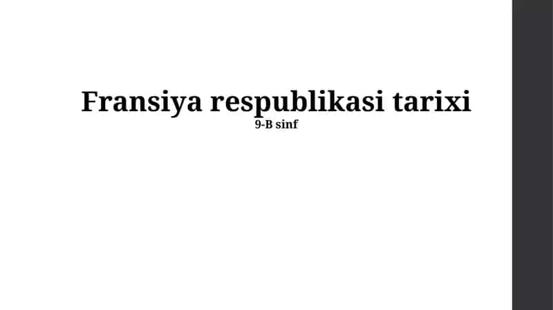 Fransiya respublikasi tarixi 1