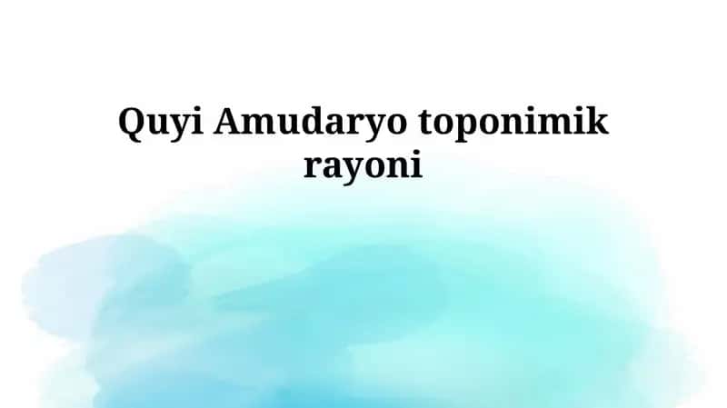 Quyi Amudaryo toponimik rayoni 1