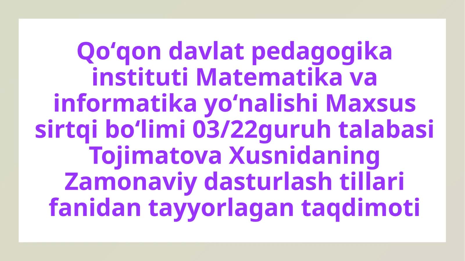 Zamonaviy dasturlash tillaridan tayyorlagan taqdimoti 1