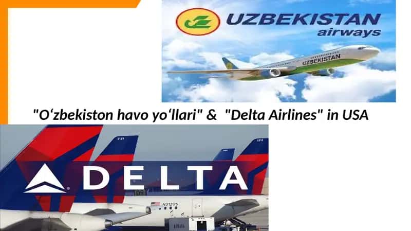 Oʻzbekiston havo yoʻllari & Delta Airlines in USA 1