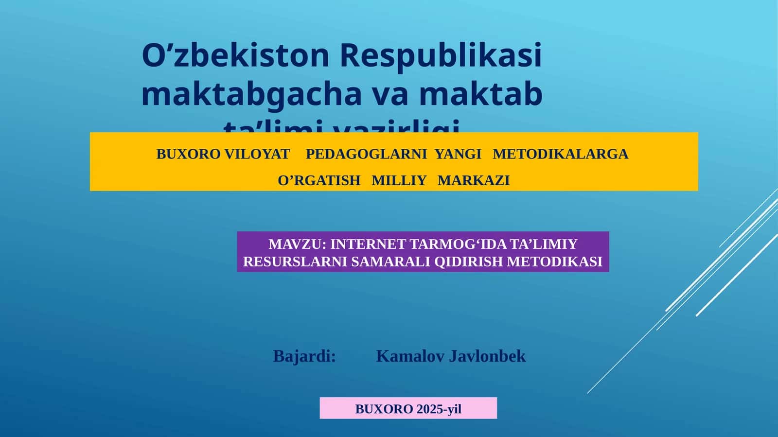 INTERNETTARMOGʻIDATA’LIMIY RESURSLARNI SAMARALI QIDIRISH METODIKASI 1