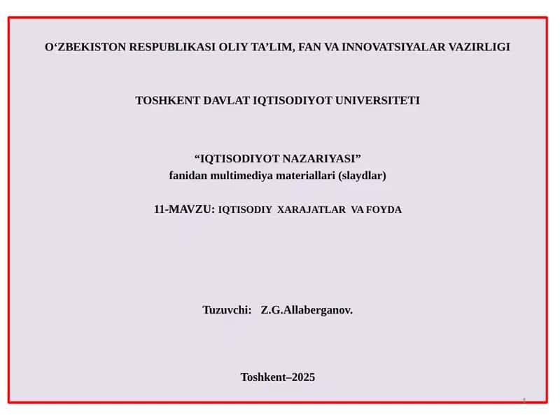 Iqtisodiyot Nazariyasi 1