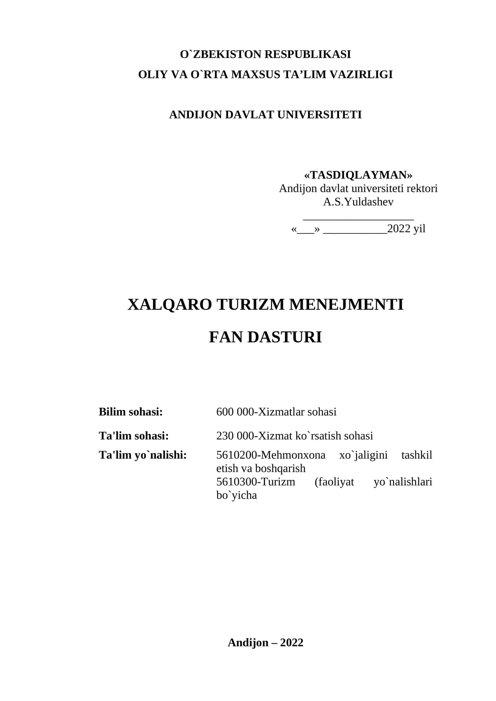 Xalqaro Turizm Menejmenti 1