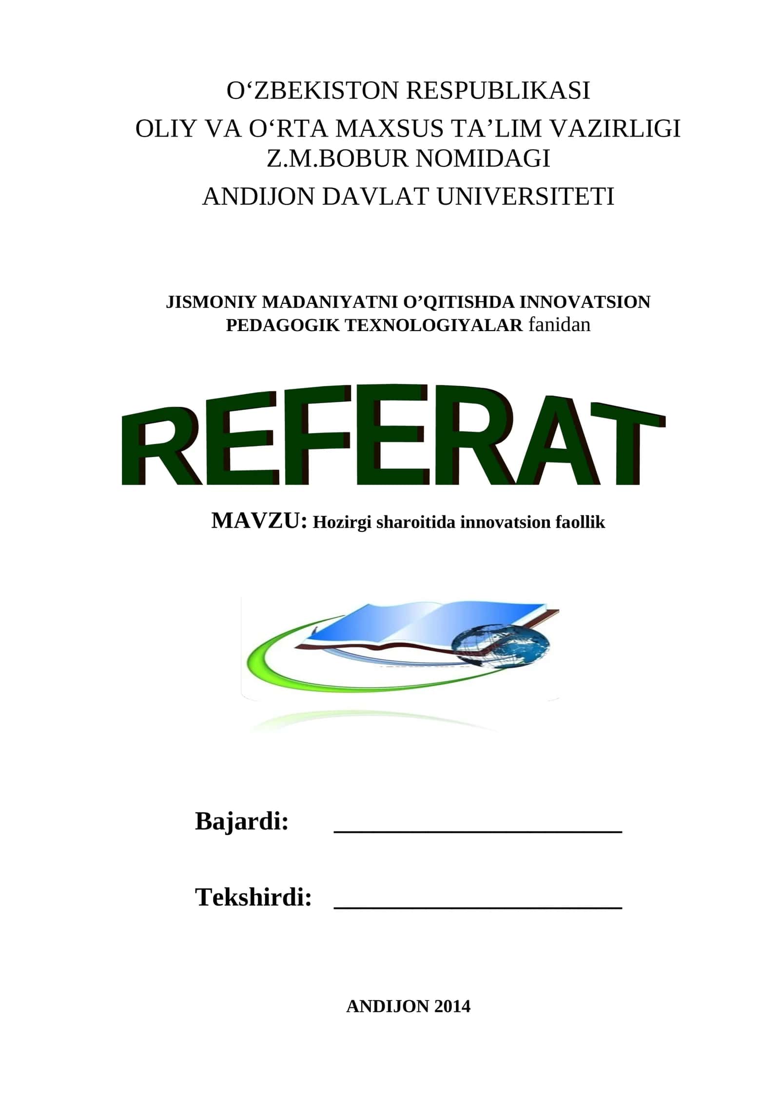 Hozirgi sharoitida innovatsion faollik 1