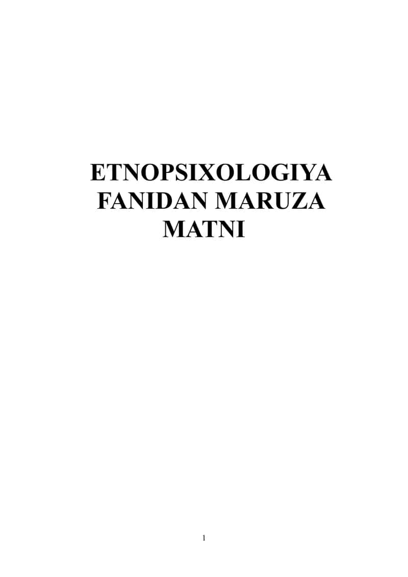 ETNOPSIXOLOGIYA FANIDAN MARUZA 1