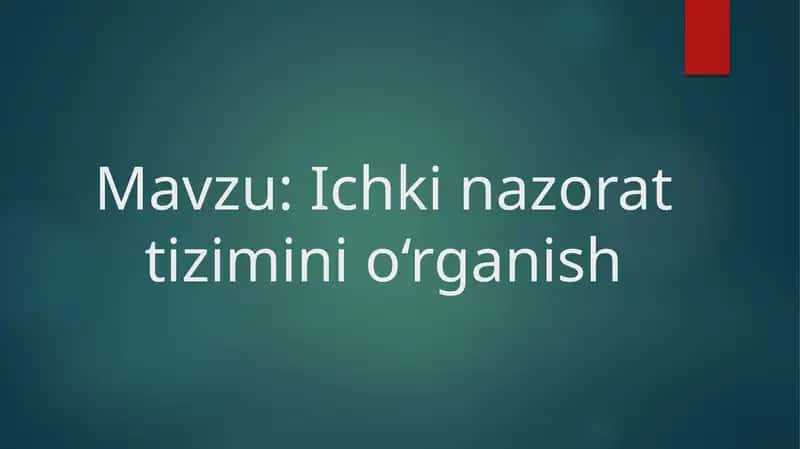 Ichkinazorattizimini o'rganish 1