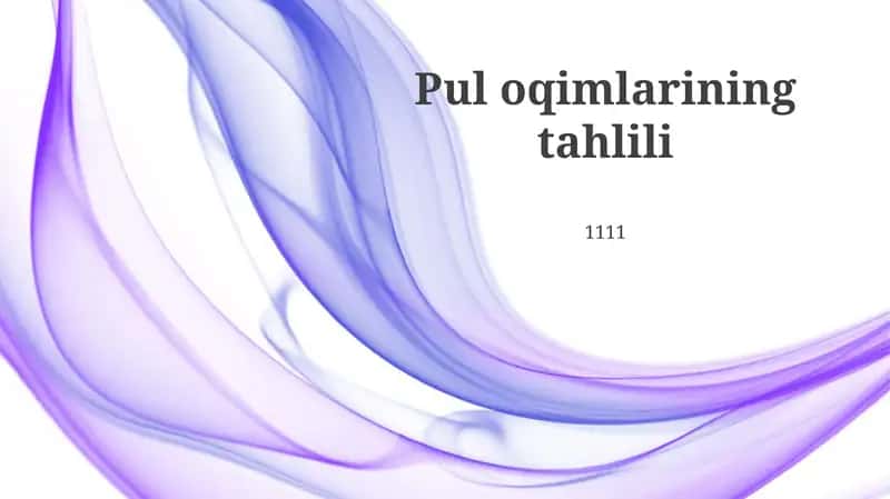 Pul oqimlarining tahlili 1
