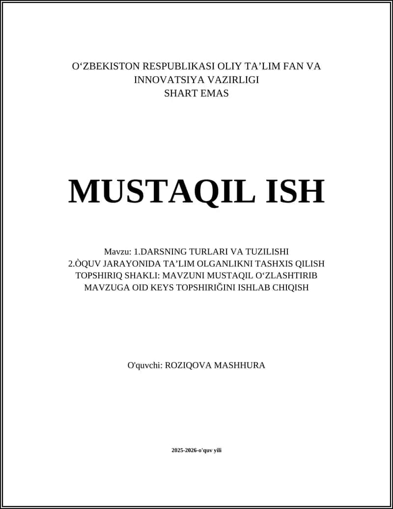 Darsning Turlari va Tuzilishi 1