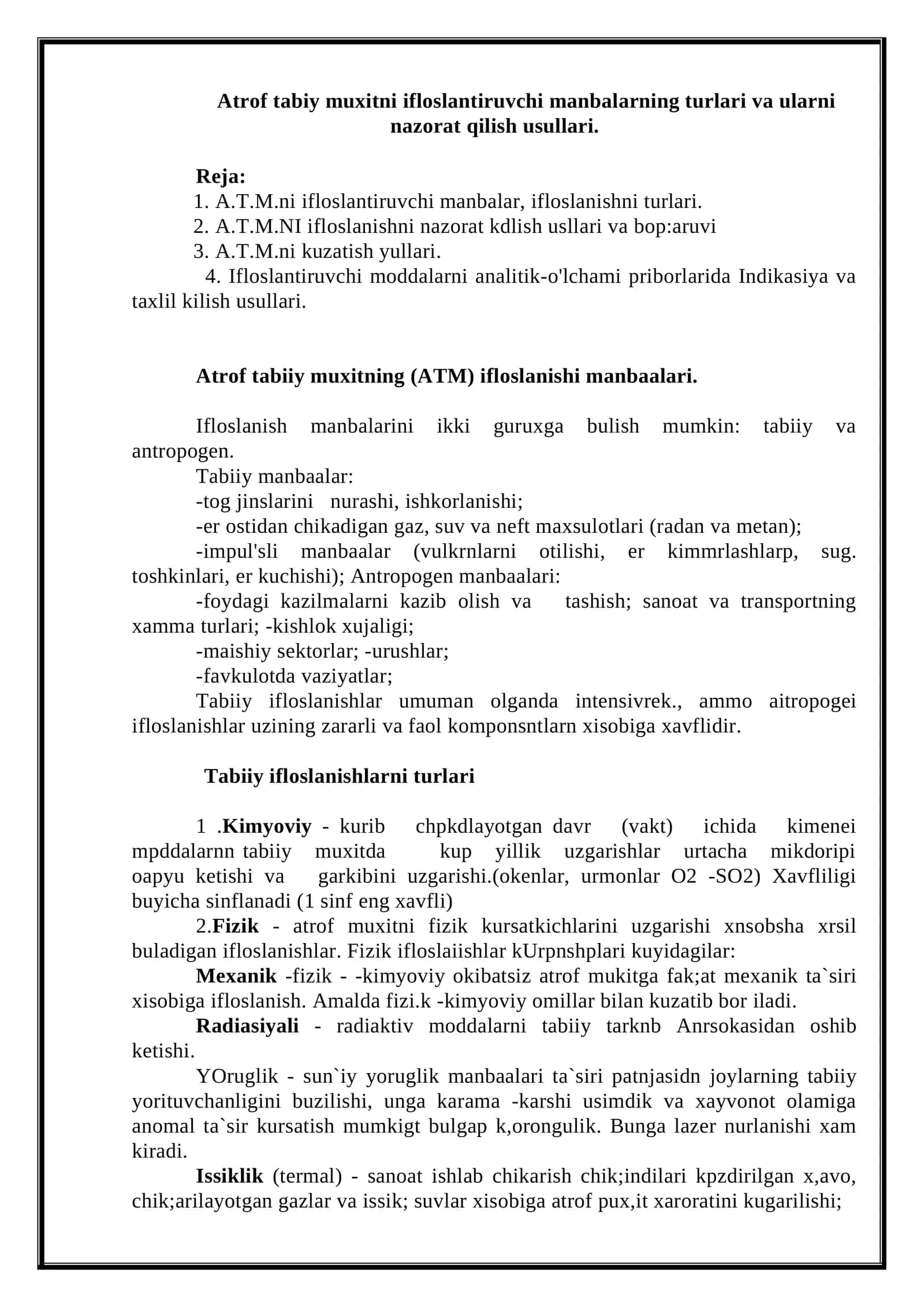 Atrof tabii muxitni ifloslantiruvchi manba 1