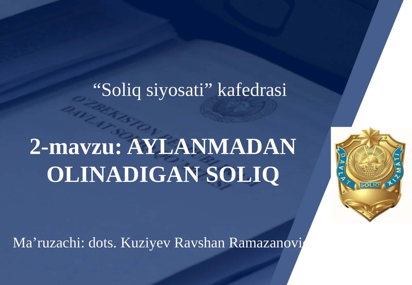 Aylanmadan Olinadigan Soliq 1