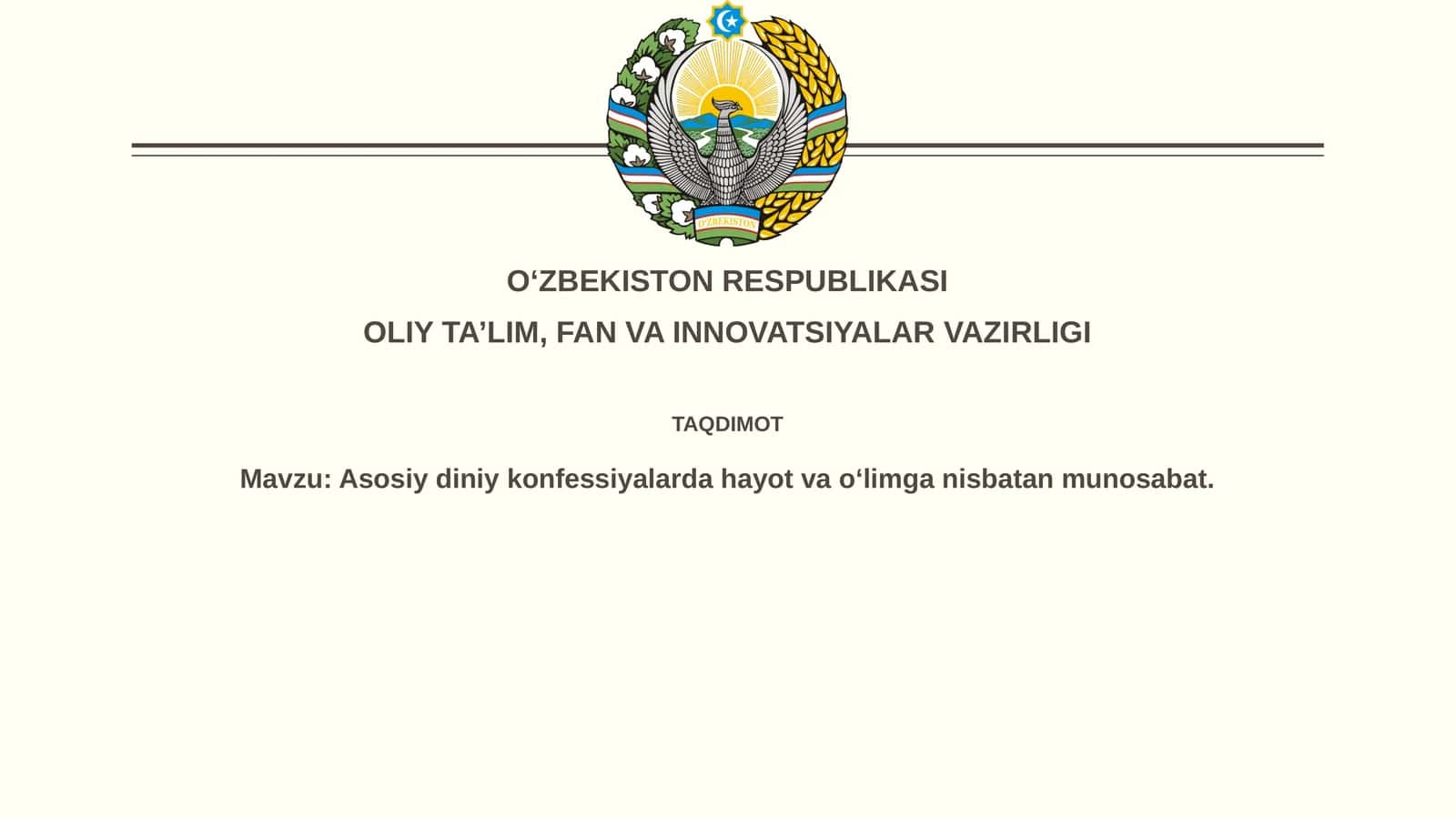 Asosiy dinlarda hayot va o‘lim 1
