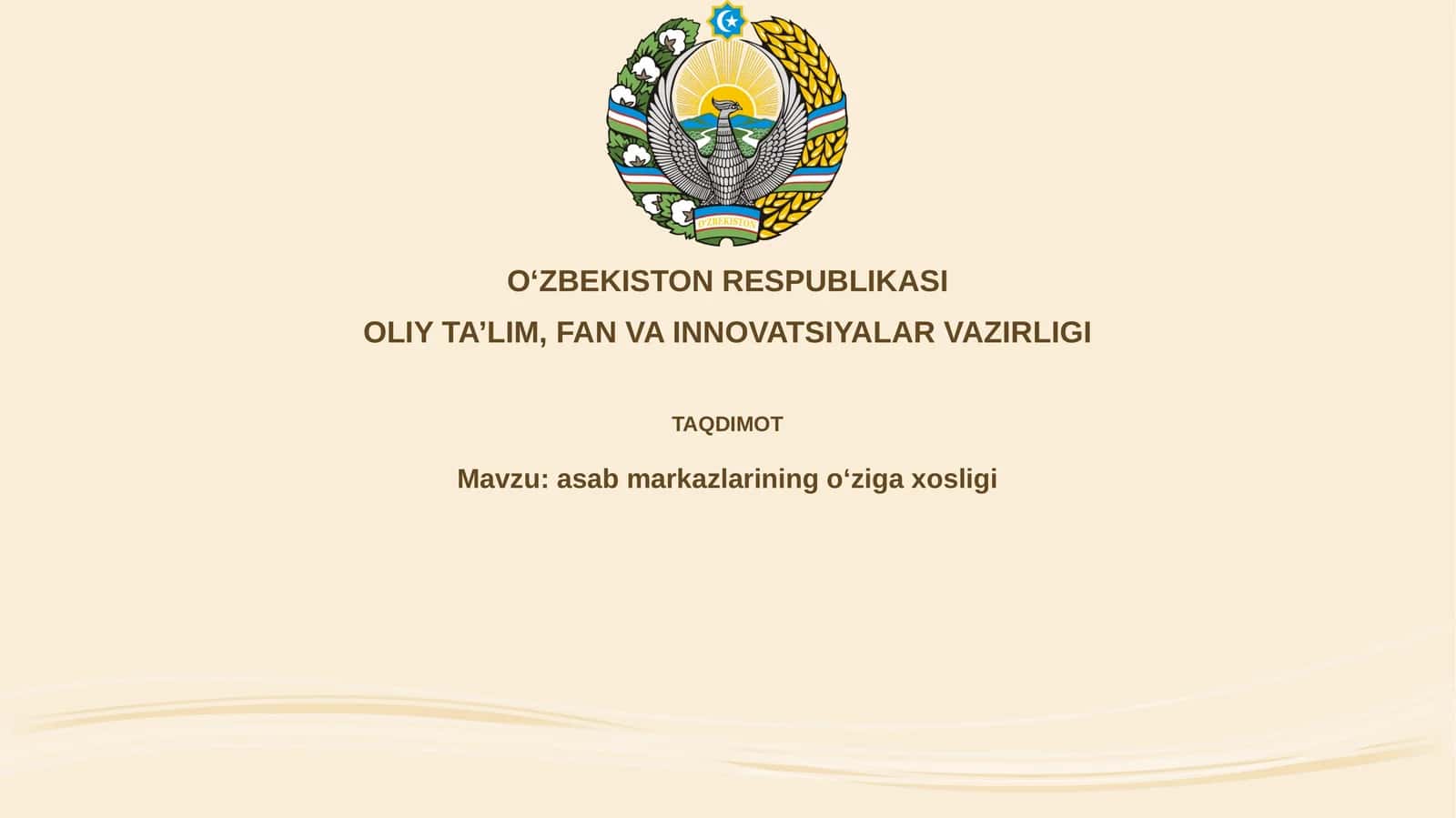 Nerv markazlarining o'ziga xosligi 1