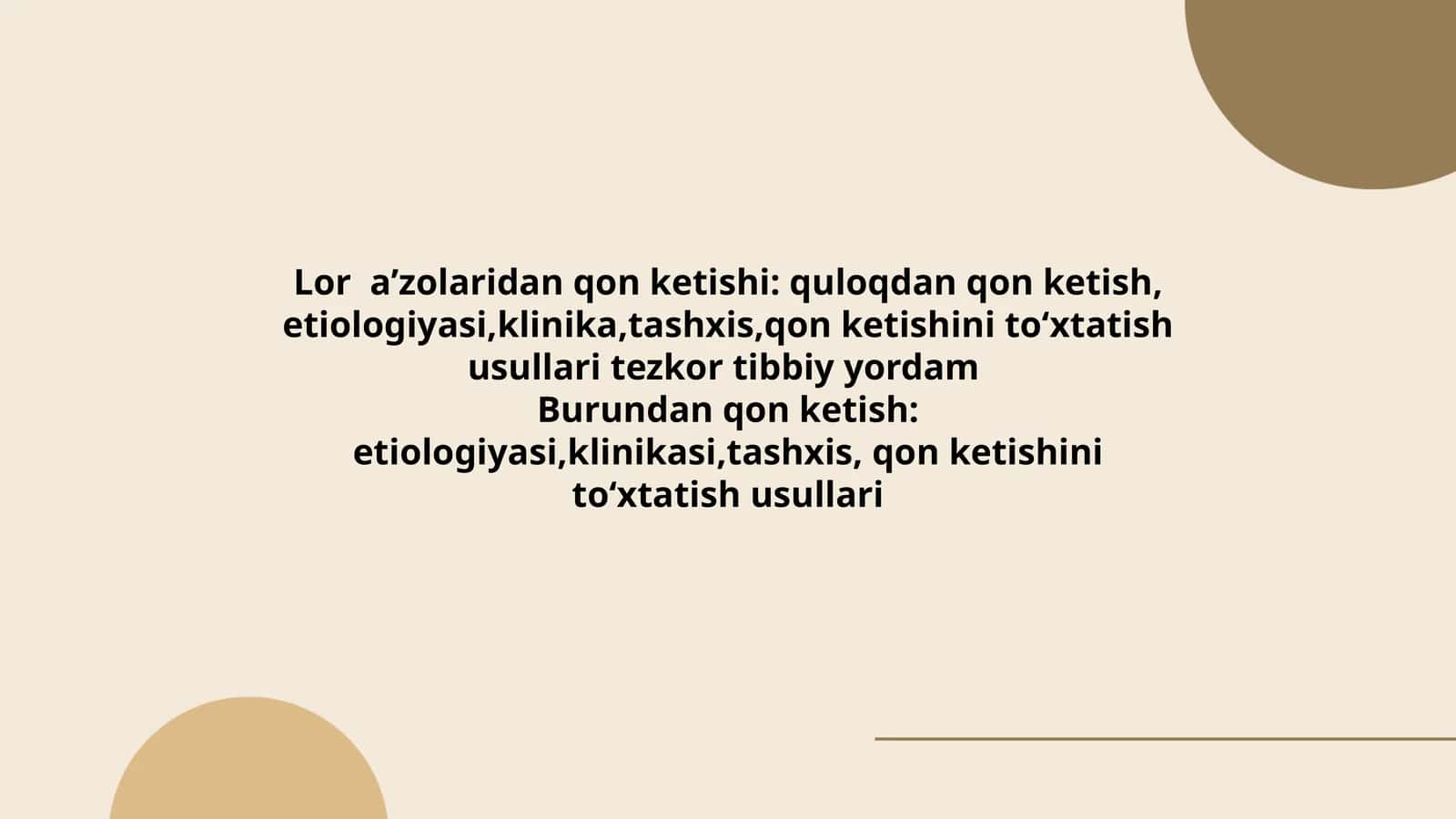 Lor aʼzolaridan qon ketishi 1