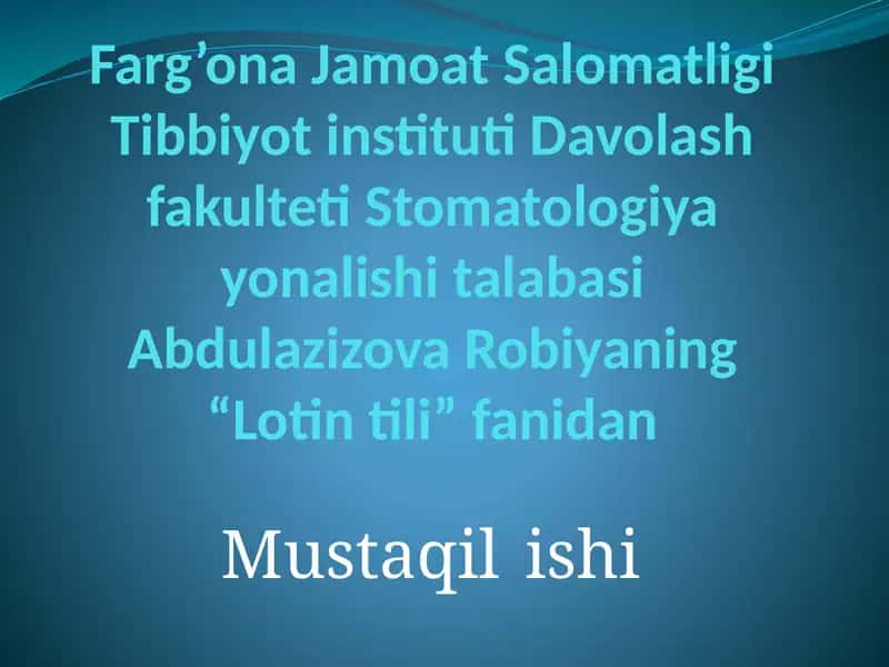Stomatologiyayonalishitalabasi 1