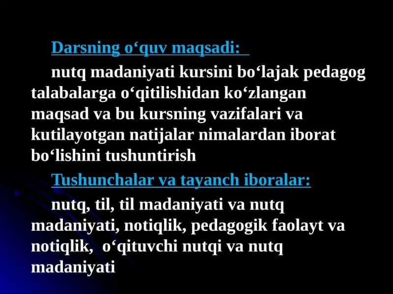 Nutq Madaniyati Kursi 1