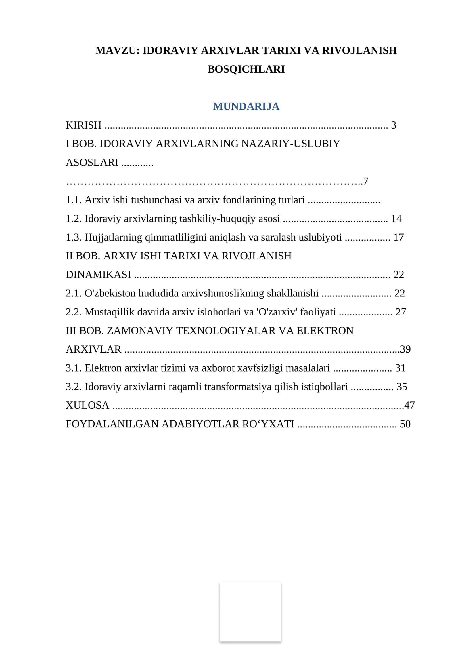 IDORAVIY ARXIVLAR TARIXI VA RIVOJLANISH BOSQICHLARI 1