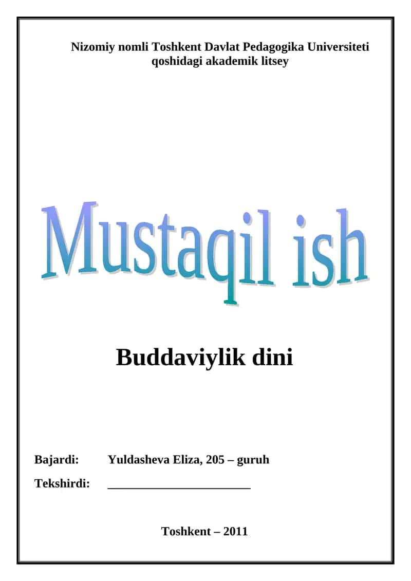 Buddaviylik Dini Tarixidan 1