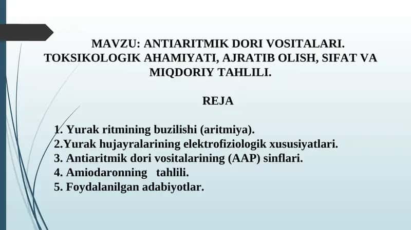 ANTIARITMIK DORI VOSITALARI 1