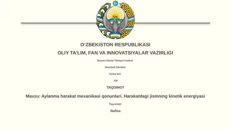 Aylanma harakat mexanikasi qonunlari 1