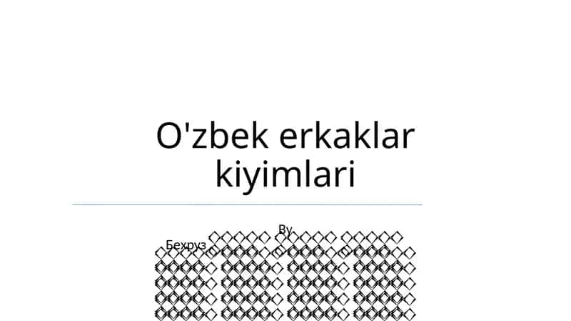 O'zbek erkaklar kiyimlari 1