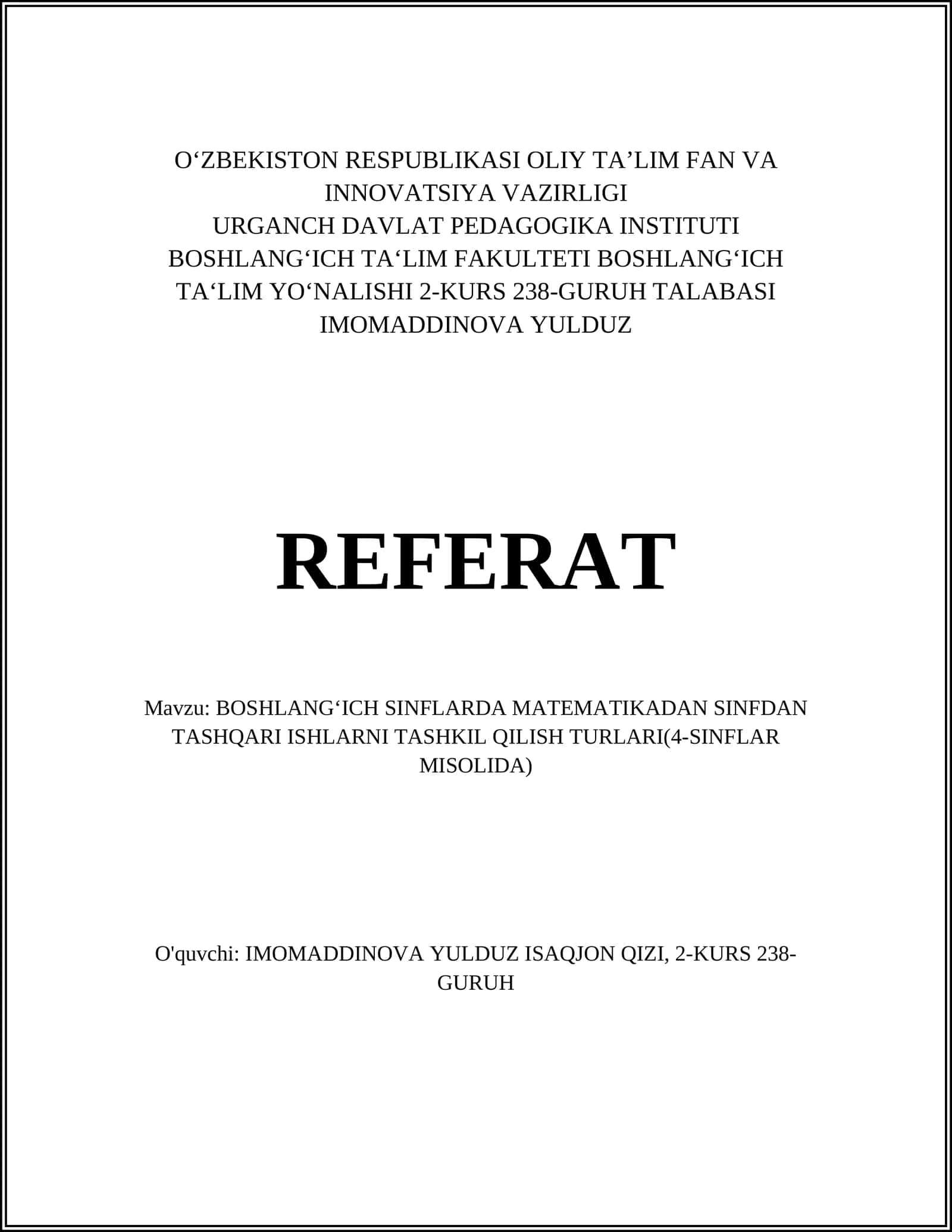Matematik Tadbirlar va Musobaqalar 1