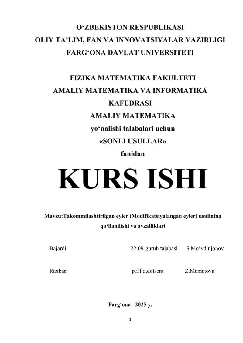 «SONLI USULLAR» 1