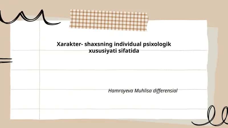 Xarakter va shaxsiyat 1