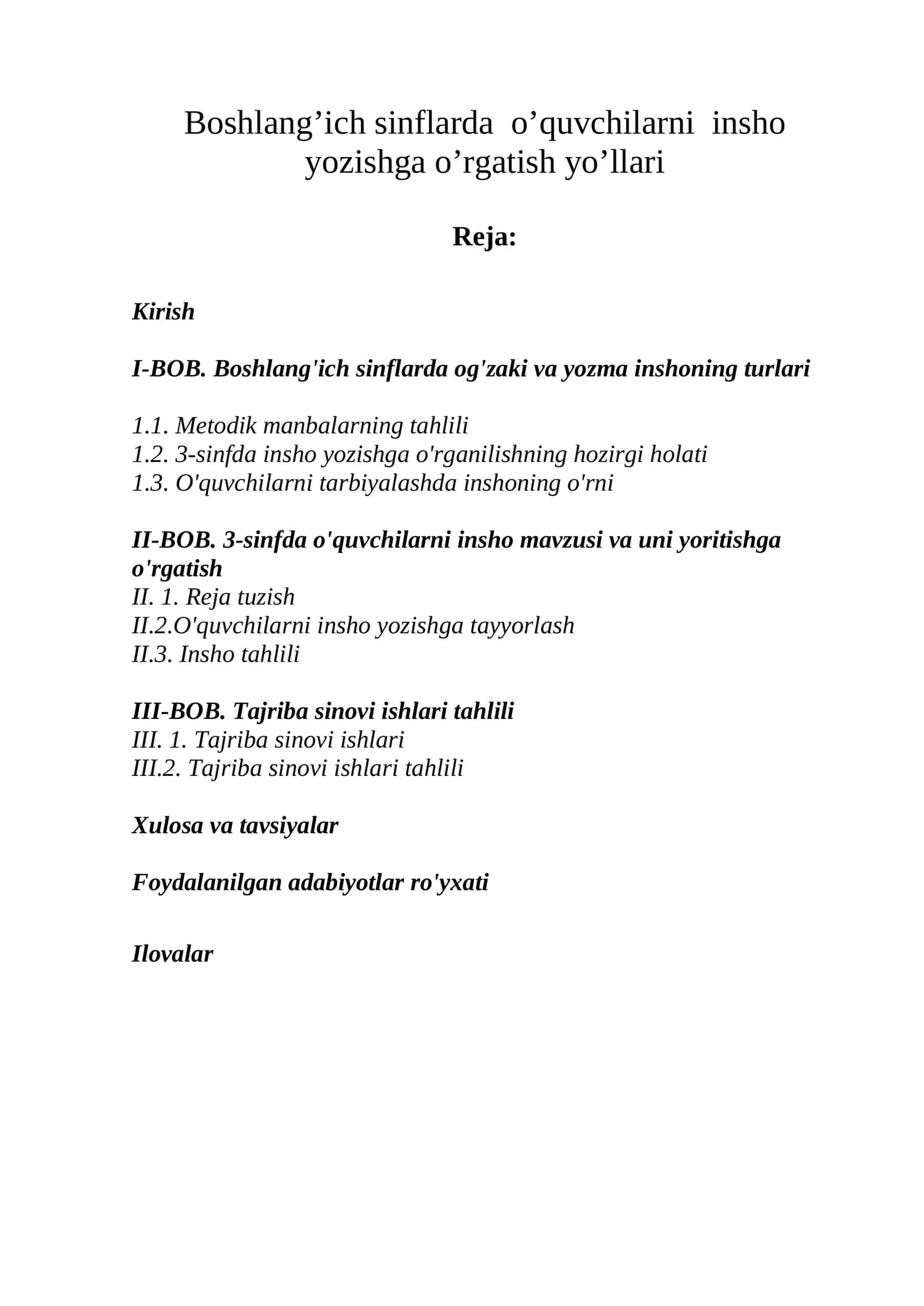 Boshlang’ich sinflarda  o’quvchilarni  insho yozishga o’rgatish yo’llari 1