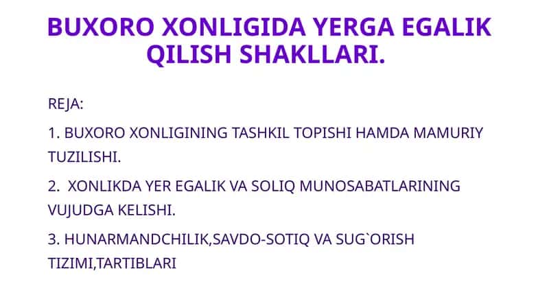 BUXORO XONLIGIDA YERGA EGALIK QILISH SHA KLLARI 1