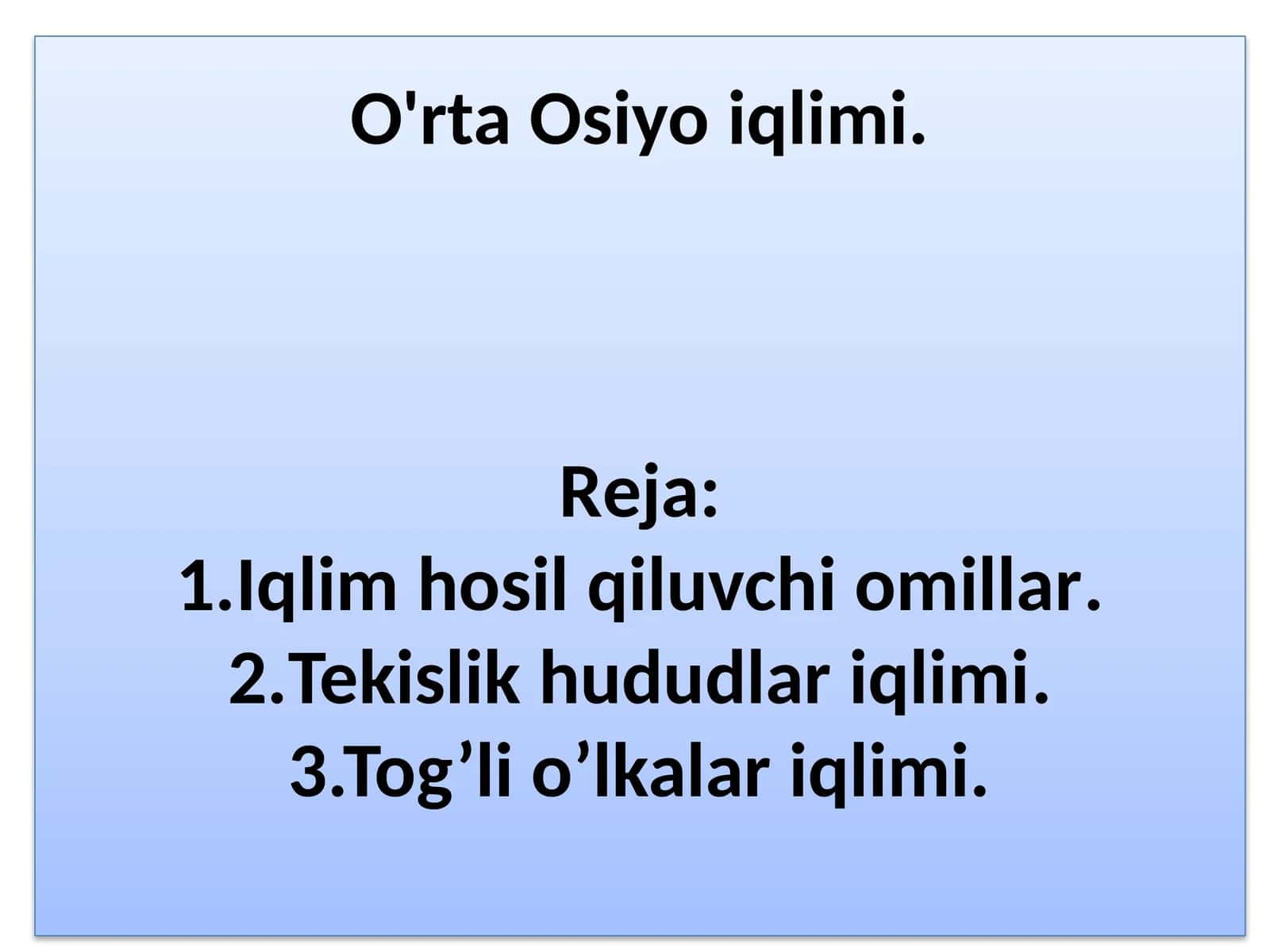 O'rta Osiyo iqlimi 1