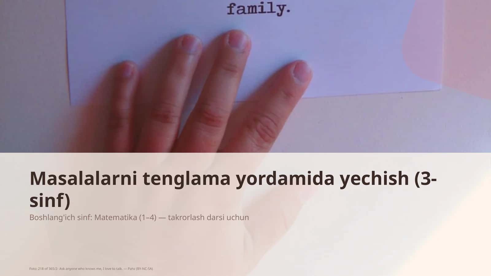 Masalalarni tenglama yordamida yechish (3-sinf) 1