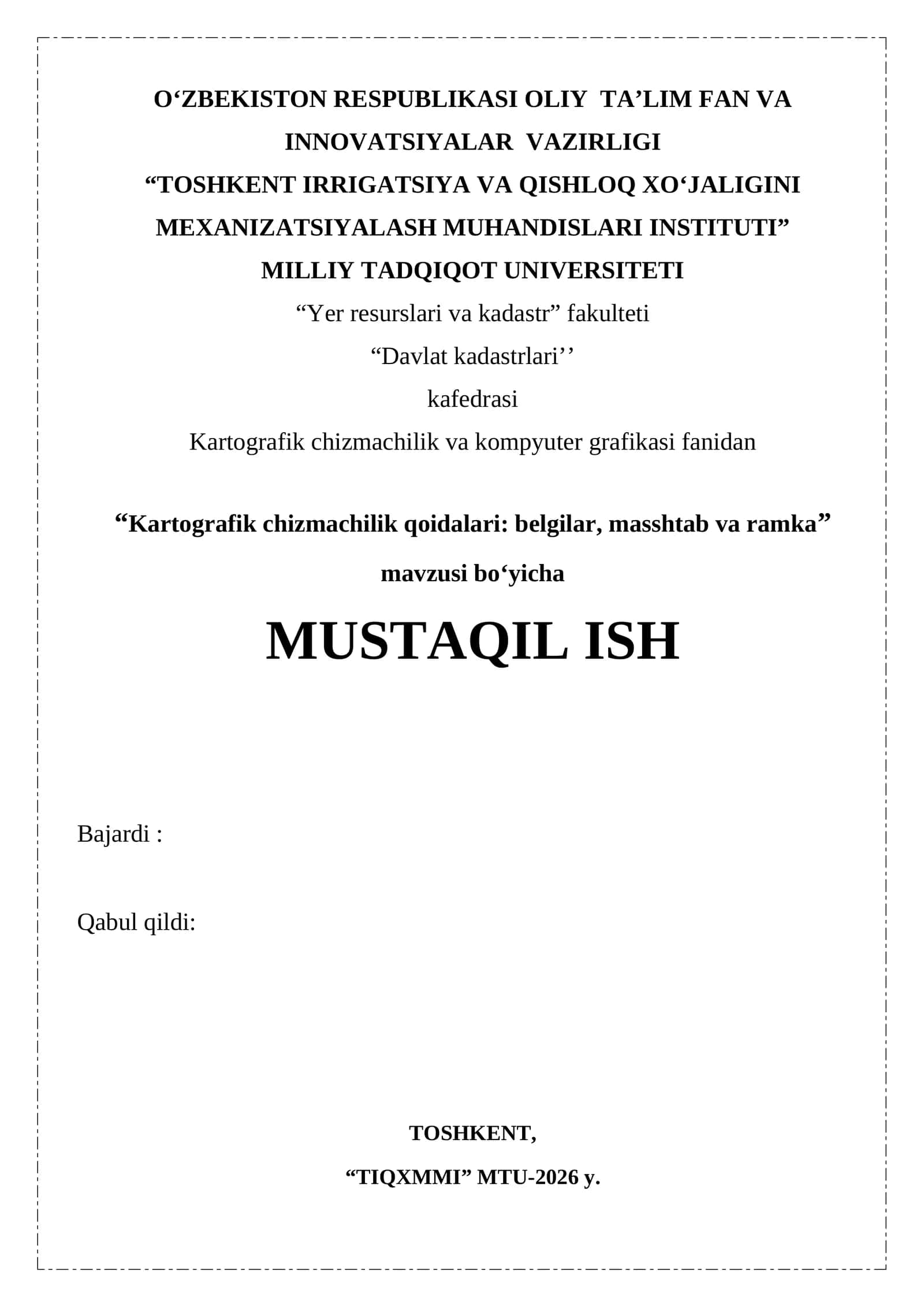 Kartografik chizmachilik qoidalari belgilar, masshtab va ramka 1