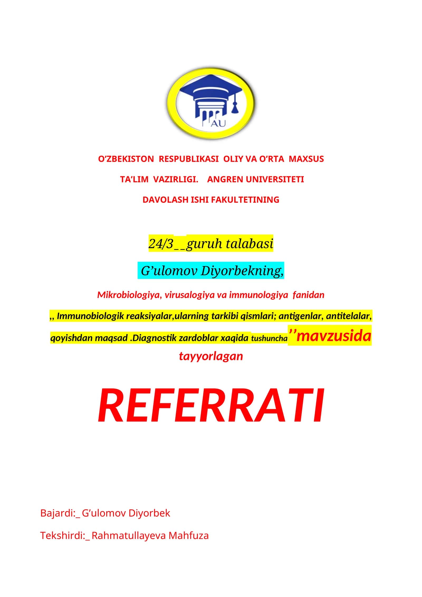 Immunobiologik reaksiyalar 1