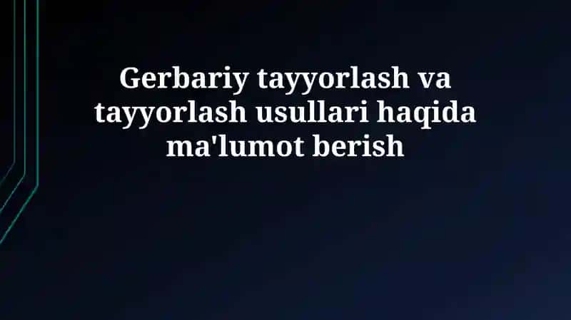 O'simliklar haqida ma'lumot
