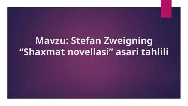 Stefan Zweigning “Shaxmat novellasi” asari tahlili