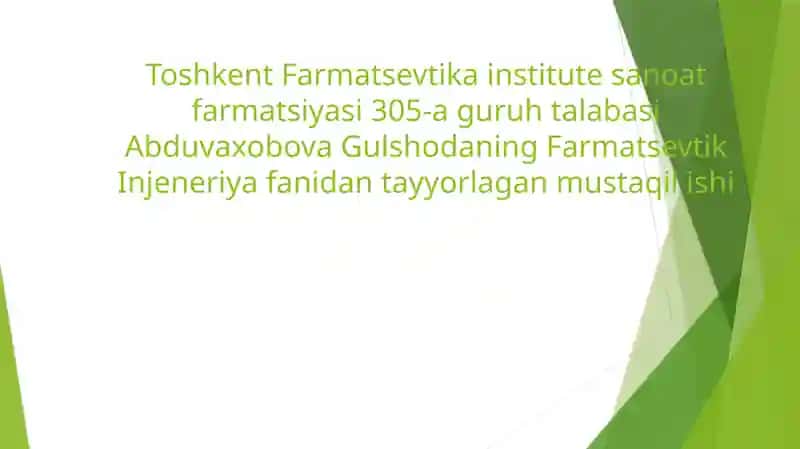 Absorberlarning farmatsevtika sanoatida qo'llanishi