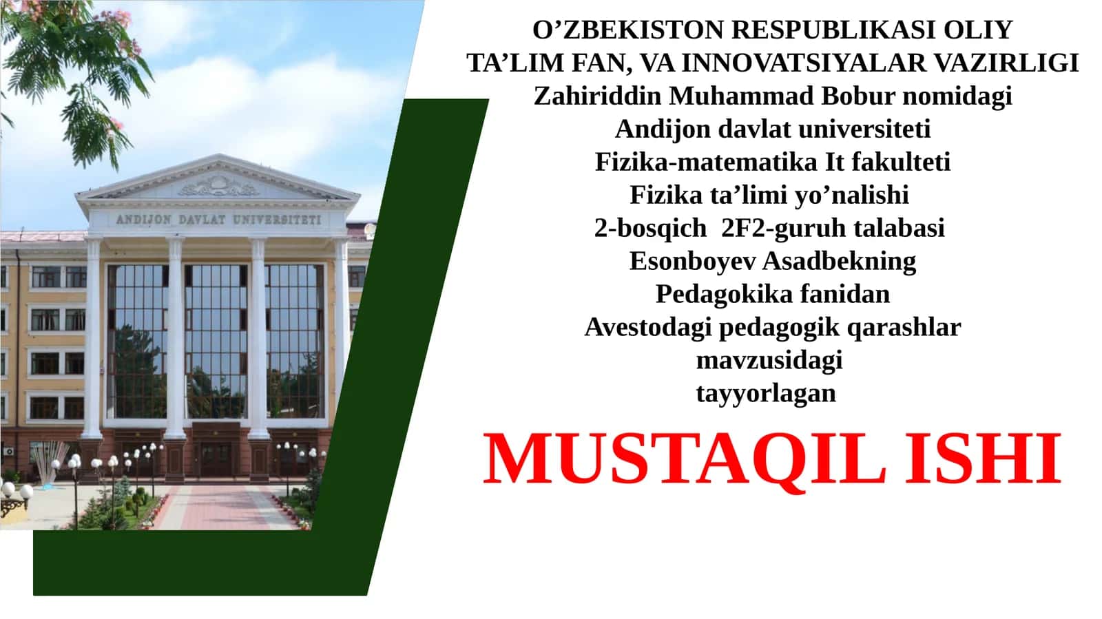 Avestodagi pedagogik qarashlar 1