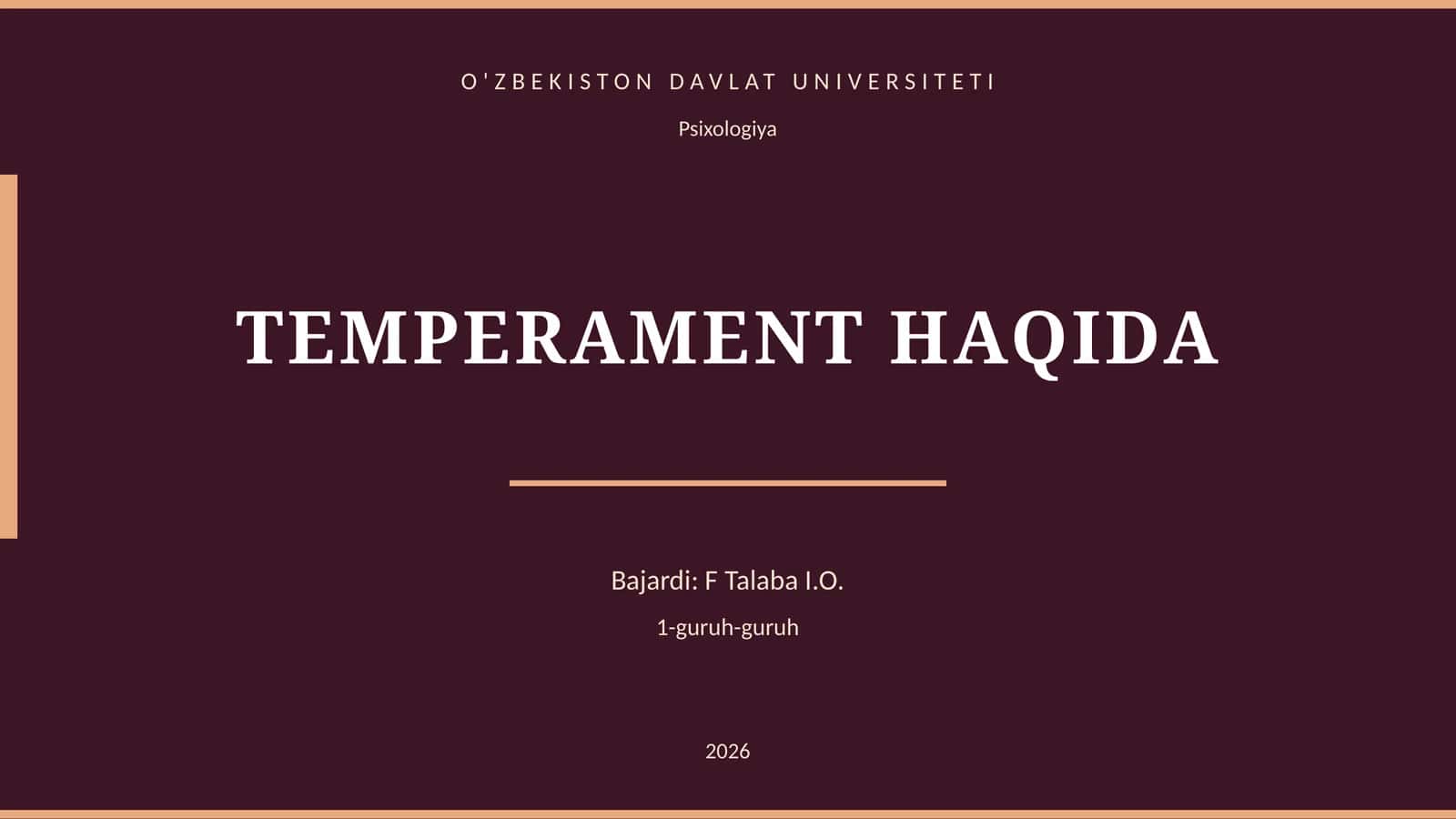 TEMPERAMENT HAQIDA 1