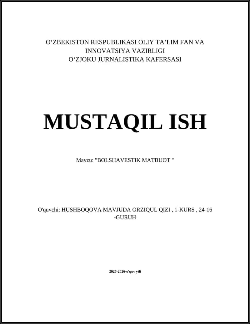 "BOLSHAVESTIK MATBUOT" 1