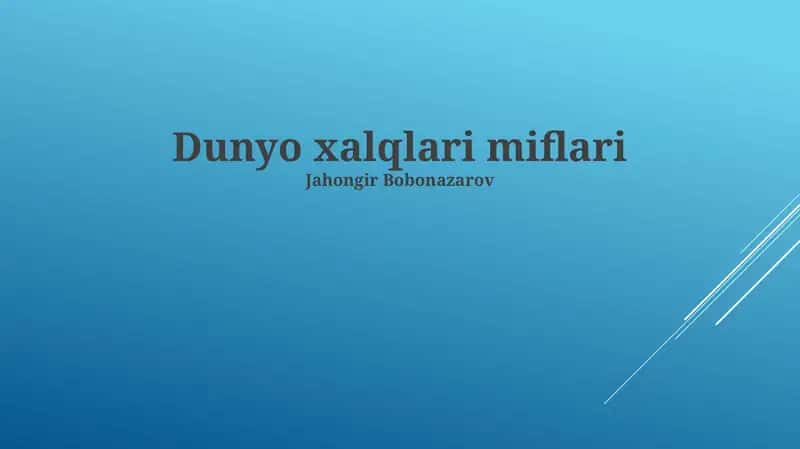 Dunyo xalqlari miflari 1