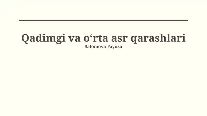 Qadimgi va oʻrta asr qarashlari 1