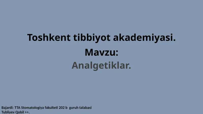 Analgetiklar 1