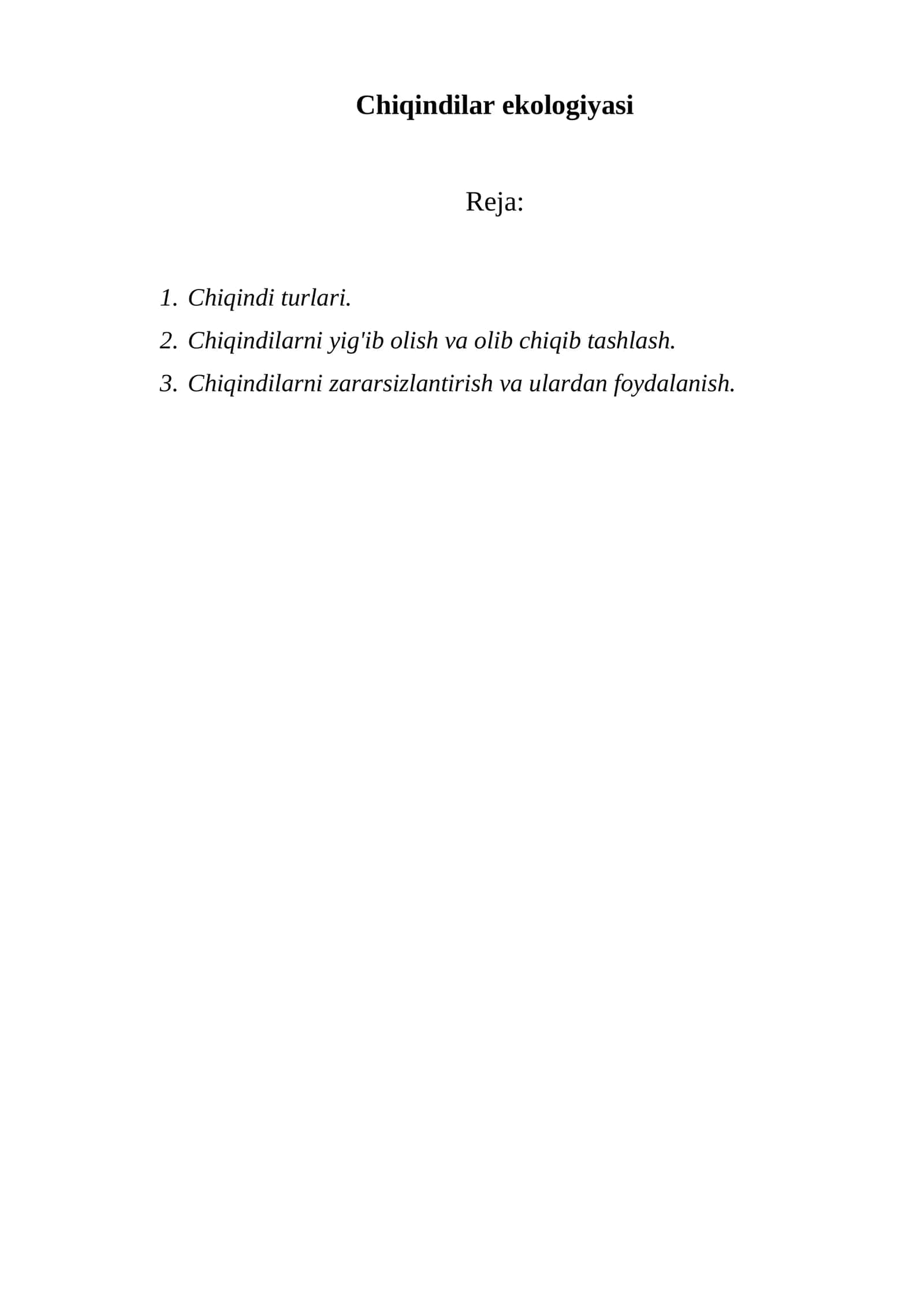 Chiqindilar ekologiyasi 1