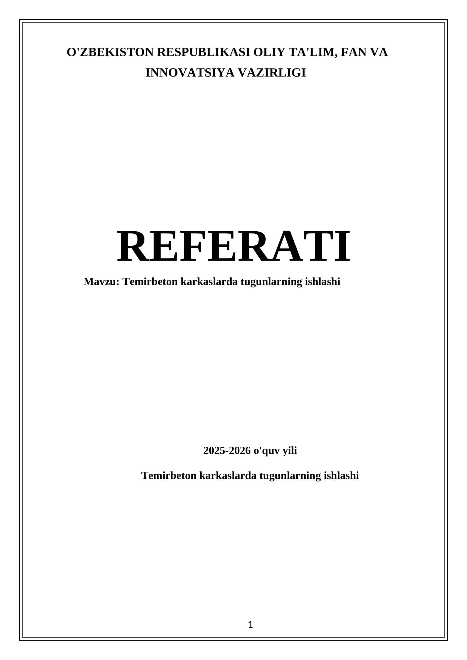 Temirbeton karkaslarda tugunlarning ishlashi 1