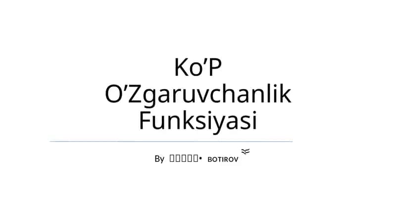 Ko’P O’Zgaruvchanlik Funksiyasi 1