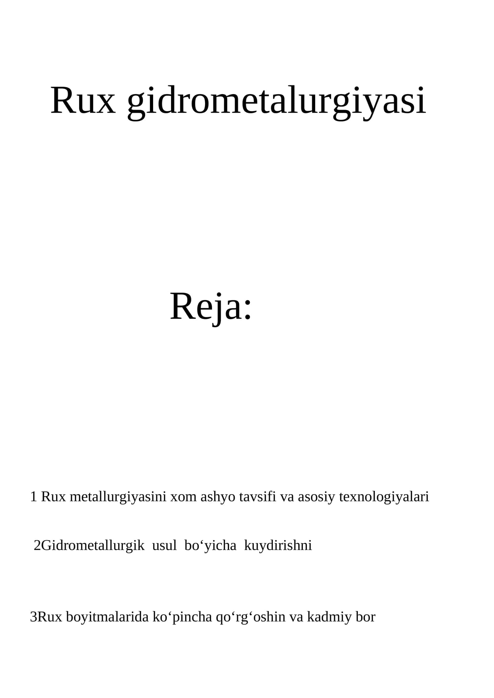 Rux gidrometalurgiyasi 1