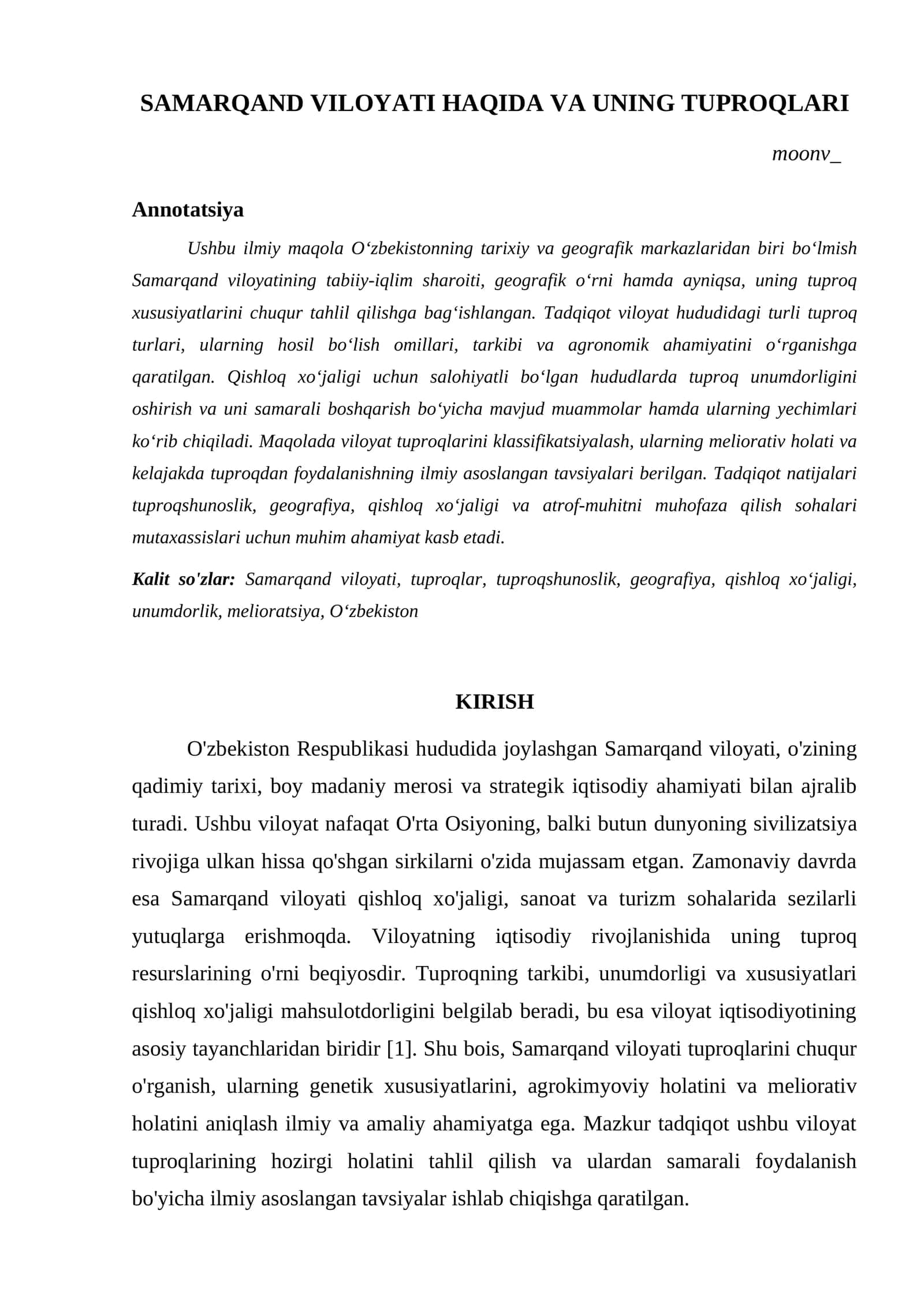 SAMARQAND VILOYATI HAQIDA VA UNING TUPROQLARI 1