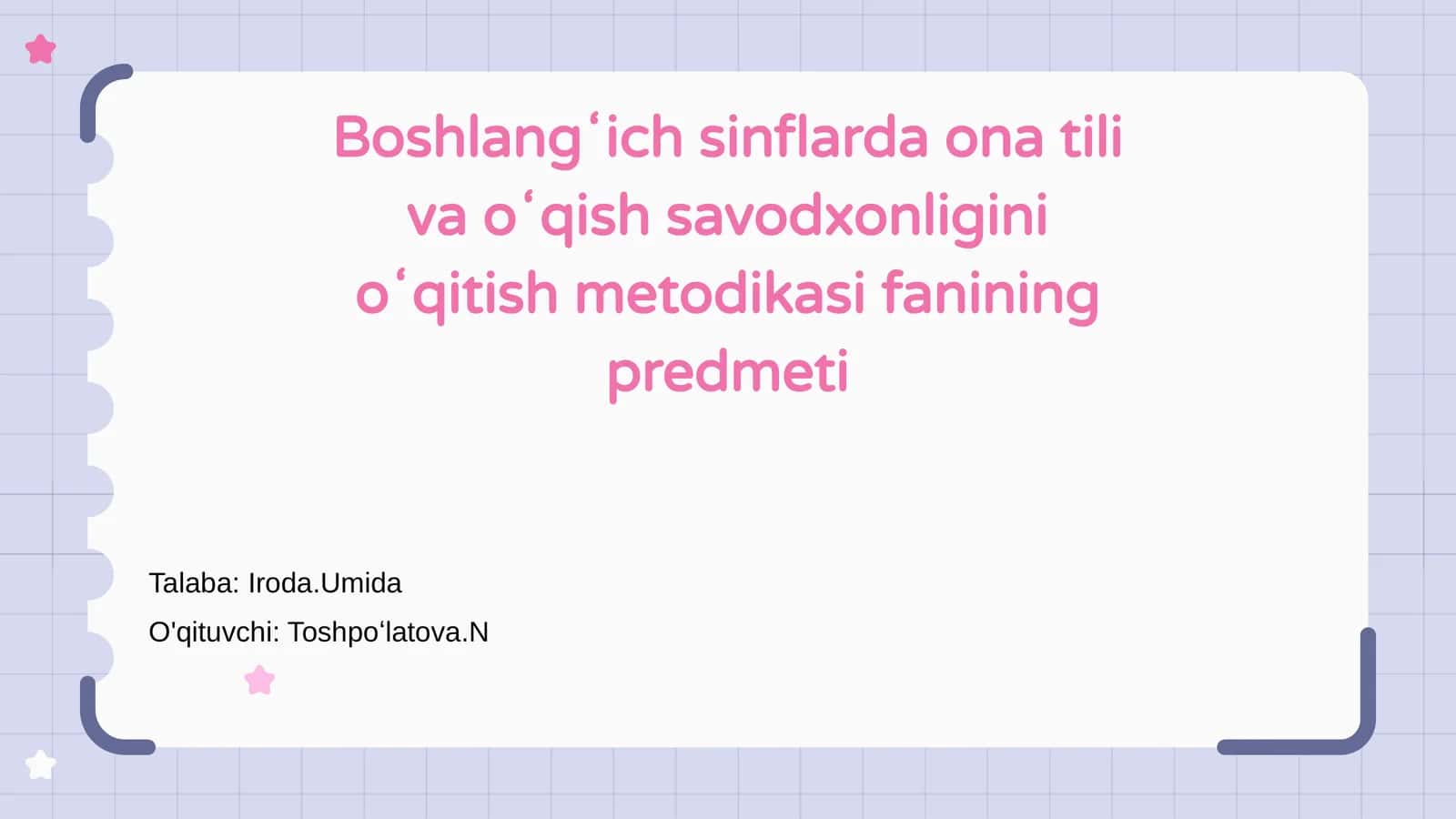 Ona tili va oʻqish savodxonligini oʻqitish metodikasi 1