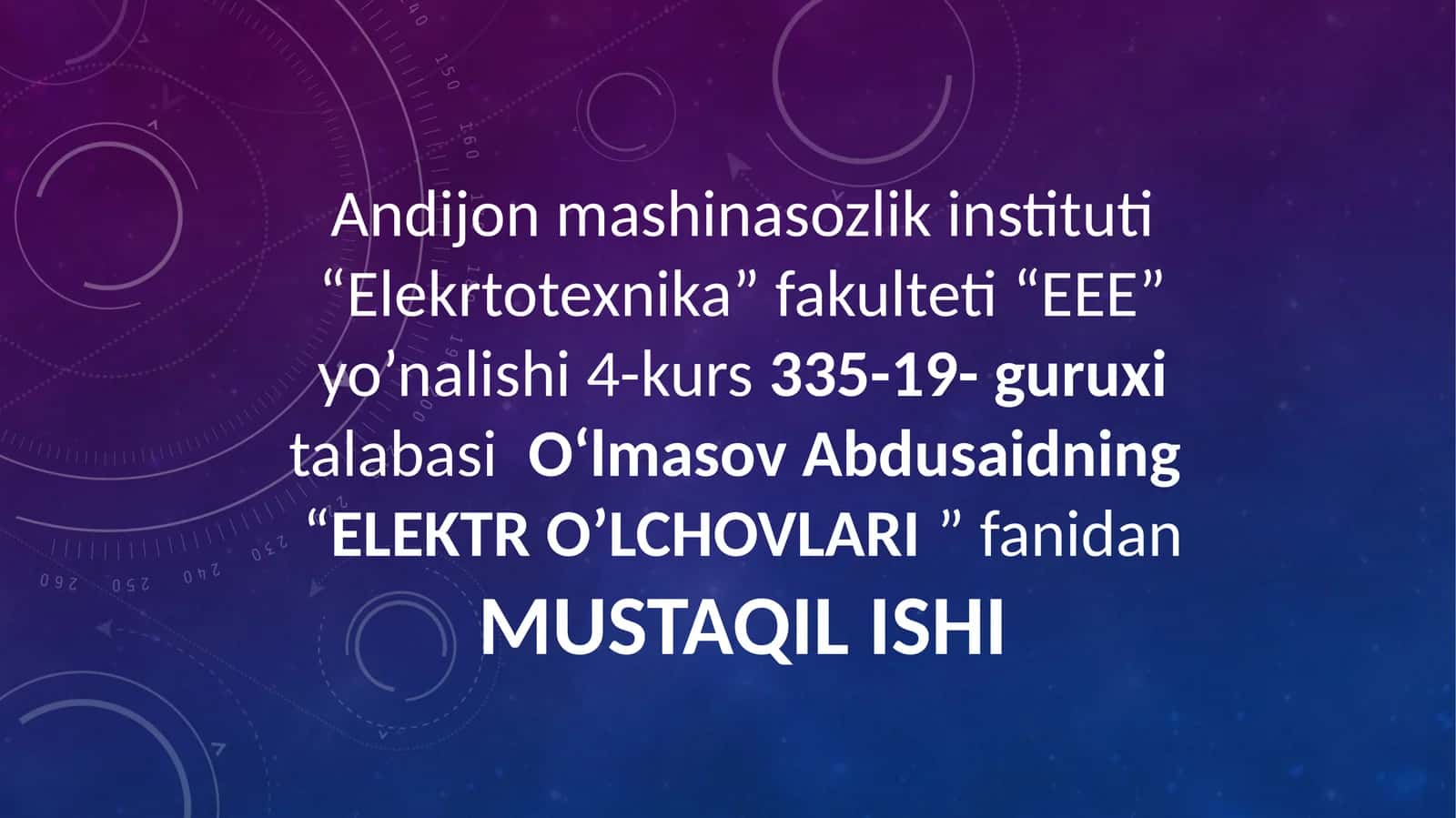 Elektr O'lchovlari 1