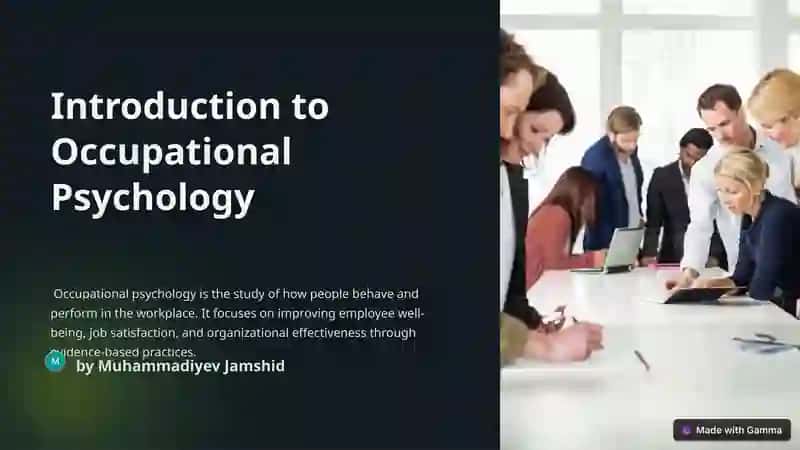 Introduction to Occupational Psychology